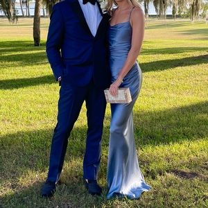 LA LUNE LACE BACK MAXI DRESS - BLUE SMOKE - Shona Joy